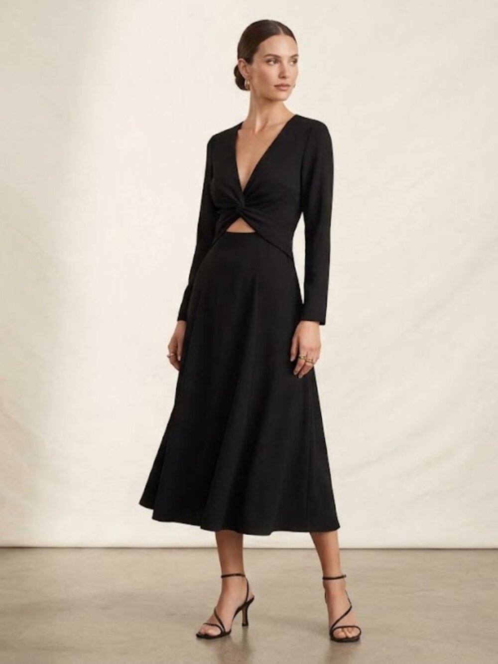 Aritzia Wilfred Knot Tie Front Cutout Midi Dress Size 2